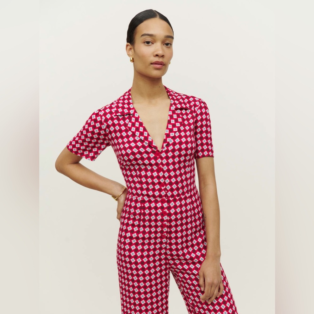 Reformation Bev Jumpsuit Arcade Print- Size 2